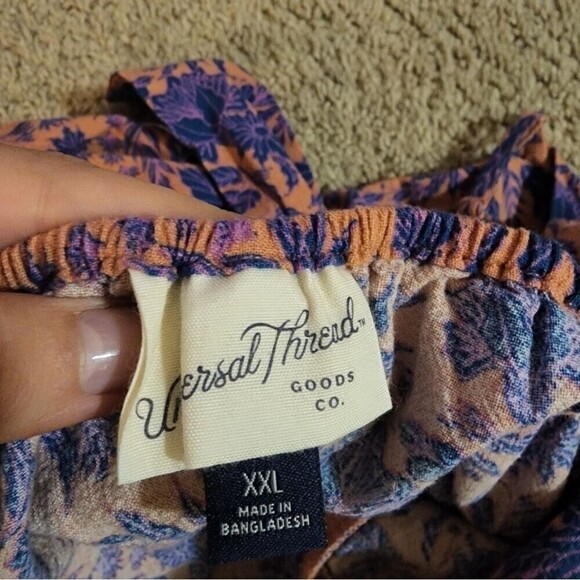 UNIVERSAL Thread Sleeveless A-Line Tie back dress Pink Purple Floral Size Xxl - Picture 7 of 8